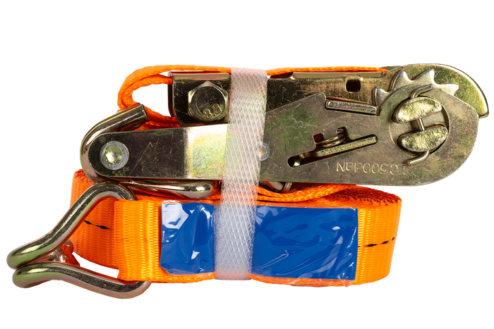 Conjunto de quatro cintas de transporte UNITRIALER laranja de 6m/25mm/1t com tensor.