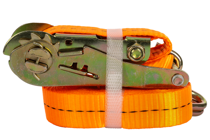 Conjunto de quatro cintas de transporte UNITRIALER laranja de 6m/25mm/1t com tensor.