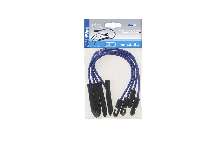 Conjunto de quatro clipes de lona ProPlus 342180, cordas flexíveis multifuncionais, 280 mm