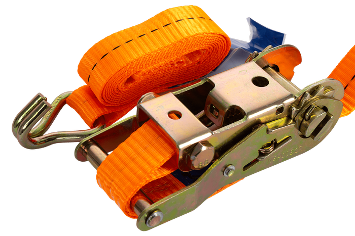 Conjunto de quatro cintas de transporte UNITRIALER laranja de 2m/25mm/1t com tensor.