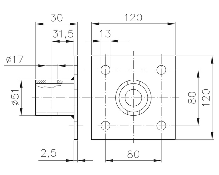 Adaptador para o suporte de pedivela extensível WINTERHOFF SF 60